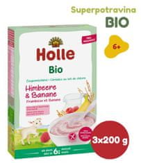 Holle Bio kaše s kozím mlékem, malinami a banánem 3 ks