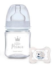 Canpol babies Antikoliková lahvička 120ml + dudlík set, Mini Boy - Little Prince