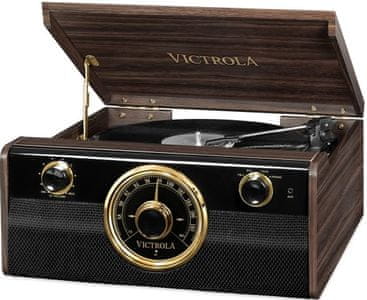 elegantní retro gramofon Victrola VTA-240B design 3 rychlosti otáček 33 45 78  FM rádio tuner bluetooth 3,5mm jack RCA výstup 