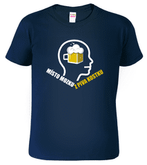 Hobbytriko Vtipné tričko - Místo mozku z piva kostku Barva: Námořní modrá (02), Velikost: M
