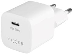FIXED Síťová nabíječka Mini s USB-C výstupem a podporou PD, 30W FIXC30M-C-WH, bílá
