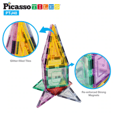 PicassoTiles PicassoTiles 48ks magnetická stavebnice třpitivá