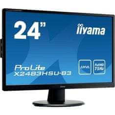 VERVELEY Počítačová obrazovka, IIYAMA ProLite X2483HSU-B3, 24 FHD, A-MVA panel, 4ms, VGA / DisplayPort / HDMI