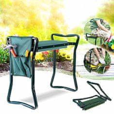 Shopdbest Zahradní židle 2 v 1: zahradní pomůcka pro bezbolestná kolena a záda s měkkým polštářem - skládací a lehká pro přenášení s nosností až 120 kg odolná proti všem povětrnostním podmínkám