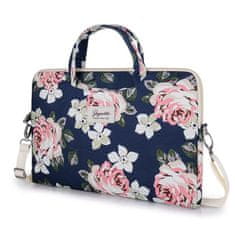 ZAGATTO Dámská taška na notebook 15,6" s květinovým vzorem, elegantní květinová taška na notebook s popruhem přes rameno, prostorná aktovka, lehká, jednokomorová s nastavitelným popruhem, 29x40,5x2,5 / ZG635